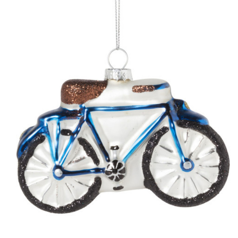 Kersthanger fiets - glas - 8x11.5x2.5 cm